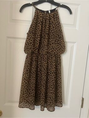 DNA couture Womans Leopard Halter Dress - Brown and Black